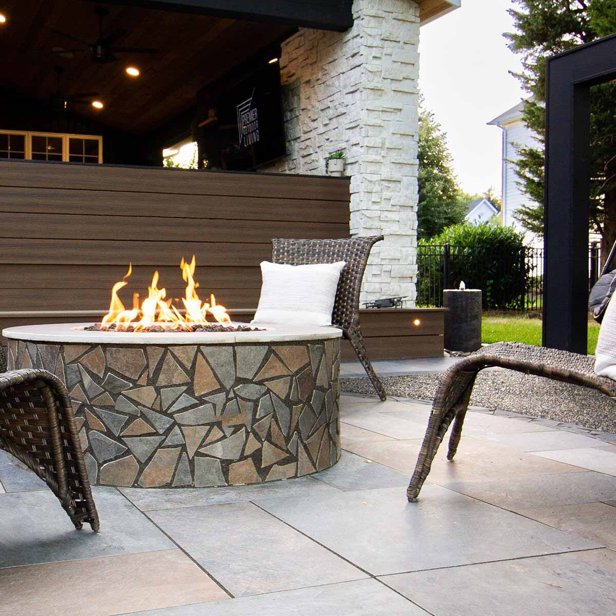 Outdoor tile around firepit