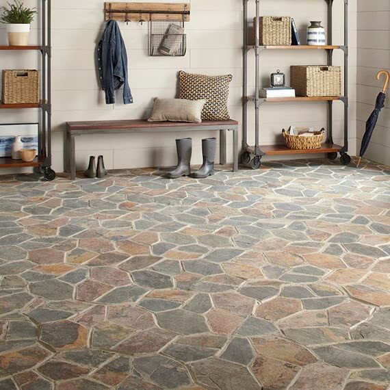 natural stone in entryway mudroom